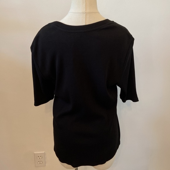 NWT Chico’s Black Cotton Modal Rib Tee SS Basic Knit Size 2 US Large - Picture 3 of 11